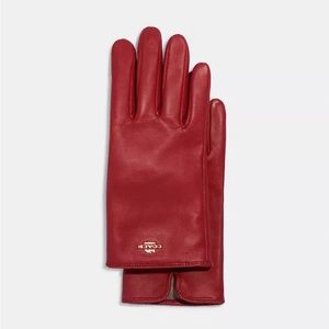 Coach Plaque Leather Tech Gloves